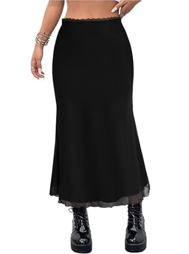 Avanova Women Ditsy Floral Bohemia Mesh Mermaid Skirt High Waist Summer Midi Skirts