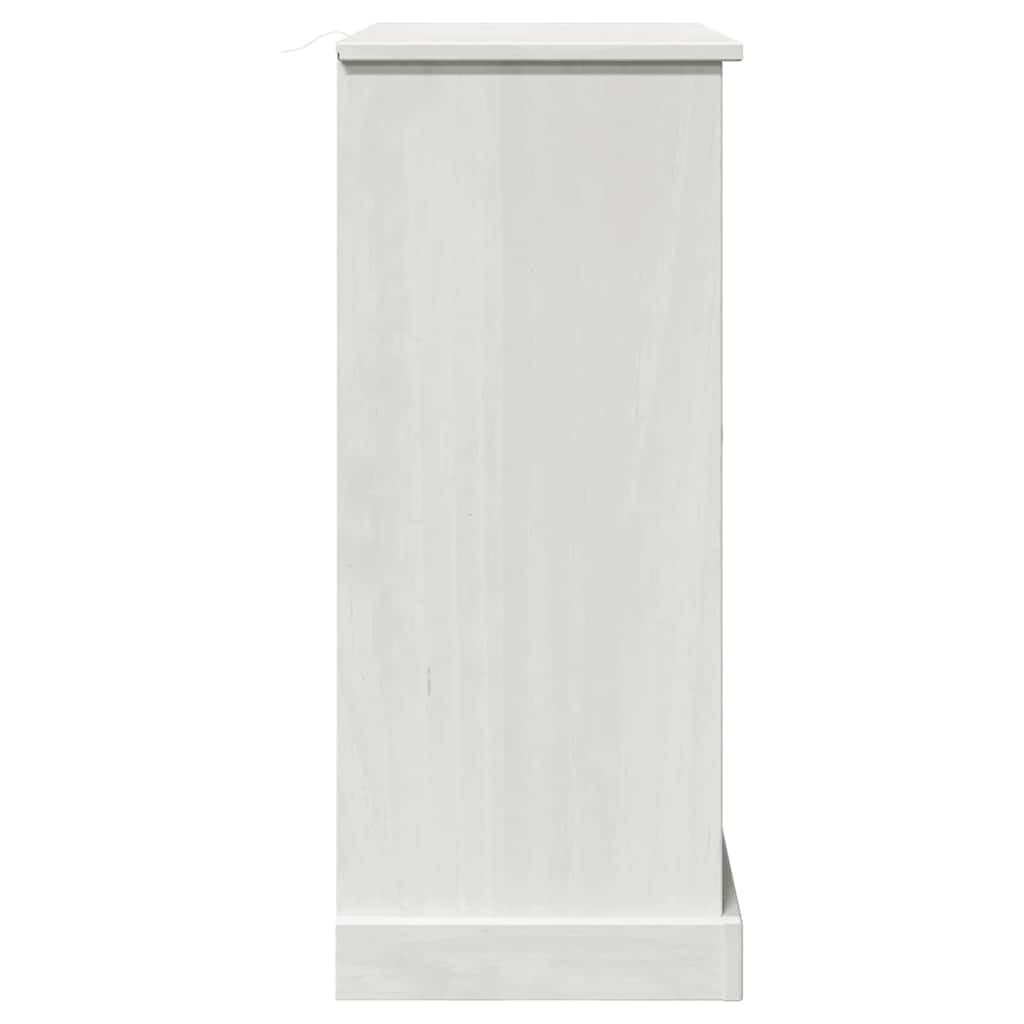 Vigo - Tocador de baño (68 x 34 x 80 cm, madera maciza de pino, con amplio espacio de almacenamiento y diseño clásico, para pequeños baños y aseos de invitados), color blanco