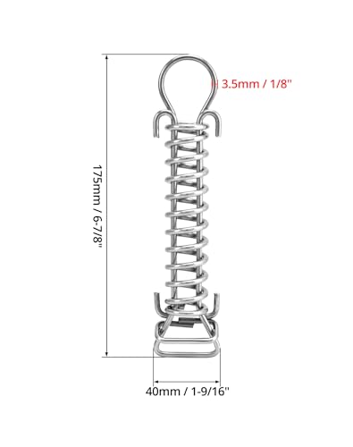 QWORK® 4X Edelstahl Spannfeder mit Haken und Schiebeschnalle, Zugfeder für Sonnensegel, Zelt, Markise (17,5 cm)