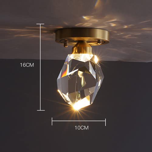 Lámpara de techo de cristal LED pequeña dorada para pasillos y techos bajos 8