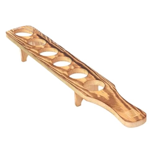 Moithora Soporte para Copas de Vino, Bandeja de Madera para Servir Bebidas con 6 Vasos, Soporte para Vasos de Vidrio, Soporte para Vasos de Tequila, Bandeja para Servir para Bar