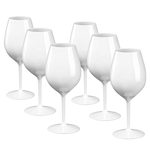 DoimoFlair Weingläser aus Kunststoff bruchsicher Weinbecher Sektgläser Plastik Weiß 51 cl. Set 6 Stück Cover
