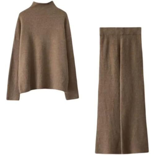 Ensemble en cachemire pour femme pull tricot ample pantalon large hiver - 4