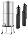 2.25 Gallon Gravity-Fed Water Filter System with 2-Pack Replacement Filter Set - Stainless Steel Portable Purification for Home, Camping, and Emergency Use