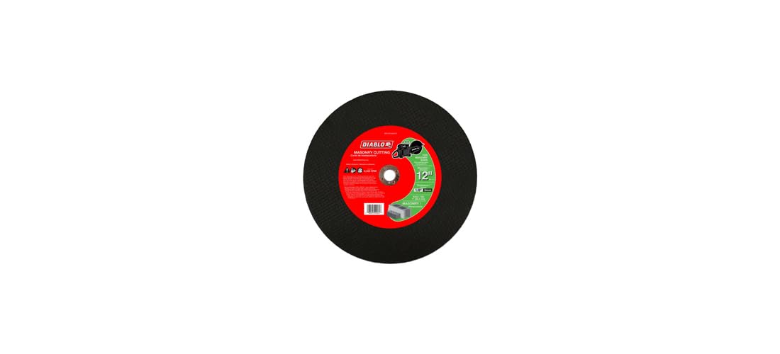 Diablo High Speed Masonry Cut-Off Disc - Ideal for Concrete, Brick, Cinder Block, and Paver Stone Cutting - 12" Diameter, 1/8" Thickness, 6,360 Max