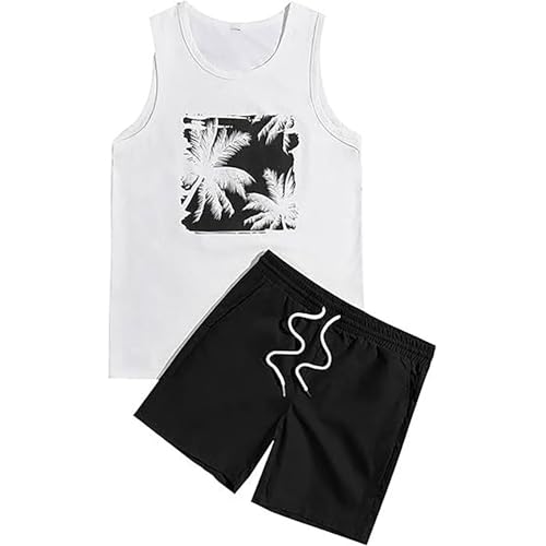 Ensemble d'été pour homme débardeur short imprimé tropical XL