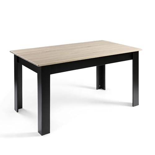 DUPI Mesa Comedor Aitana con Estructura y Tapa Superior de Madera (Taupe/Negro, 140x80)