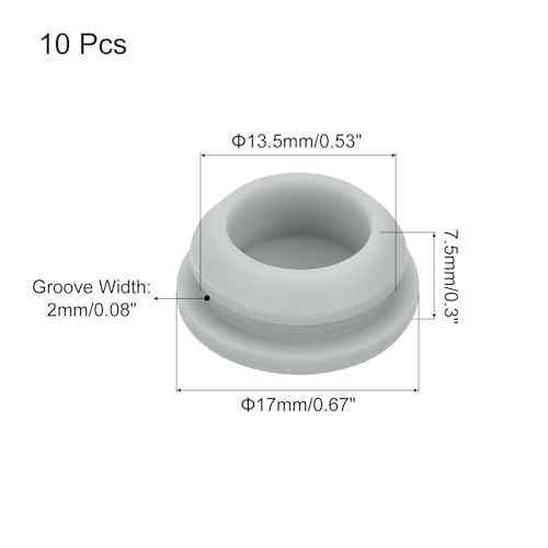 Image of MECCANIXITY 10pcs Silicone Snap in Locking Hole Plugs,13.5mm /0.5 Inch Mounting Diameter Narrow Groove Width 2mm Panel Seal Cover Round for Kitchen Bulkheads Waterproof Sealing Plugs Grey