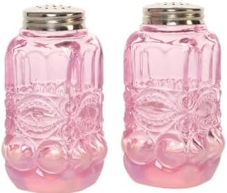 Salt & Pepper Shaker Set - Eyewinker "Eye Winker" - American Made - Mosser Glass USA (Pink Opalescent)