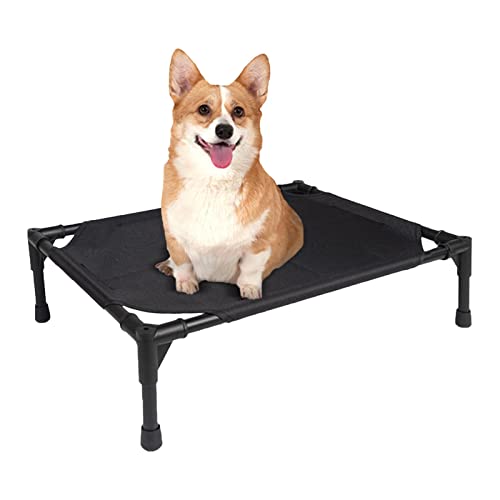 Moxeupon Lettino per cani da esterno con tetto, lettino per cani rialzato, portatile, pieghevole, rimovibile, con baldacchino, adatto per cani di piccola taglia media e gatti