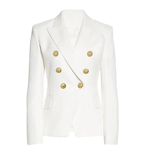 Women Double Breasted Blazer Elegant Office Lady Jacket Notched Collar Long Sleeve Formal Coat2