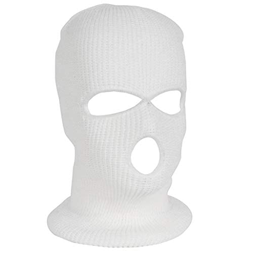 LINONI Halloween 3 Trous tricoté Couverture intégrale Hiver Chaud néon Cagoule Masque Chapeau, Chapeau de Guerrier Phoenix Blanc, Blanc Cover