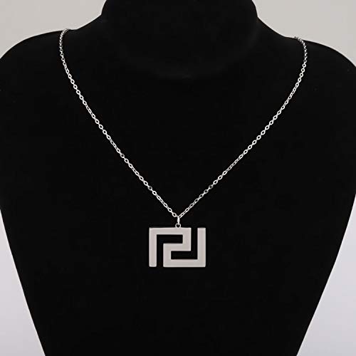 Meander Pendant Greek Symbol Stainless Steel Jewelry Greek Key Necklace Geometric Emblem Charm Necklace4