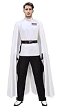 Adult Imperial Officer Uniform for Men Orson Krennic Cosplay Costume with Robe Uniform Pants Belt Halloween Suit (White, X-Large)