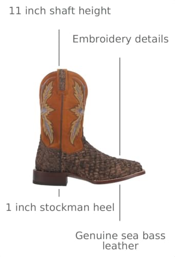 Image of Dan Post Mens Dorsal Embroidered Square Toe Casual Boots Mid Calf - Brown