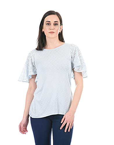Pepe Womens Round Neck Stripe Top (Blue_Medium)
