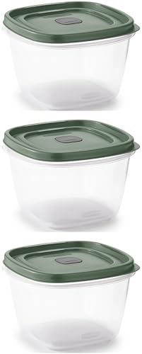 Utenselux Bundle Rubbber Maid Storage Containers, Easy Find Lids, Blue Spruce, 7 cup,Food Storage Set, Clear Meal Prep Containers, 3 Piece Set