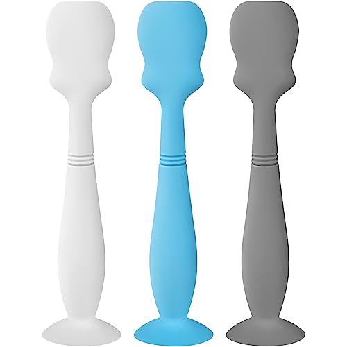 Image of 3 Pack Baby Diaper Cream Brush, Diaper Cream Spatula Applicator Silicone Baby Butt Paste Spatula for Babies, Newborn (3Pack, Gray/White/Blue)