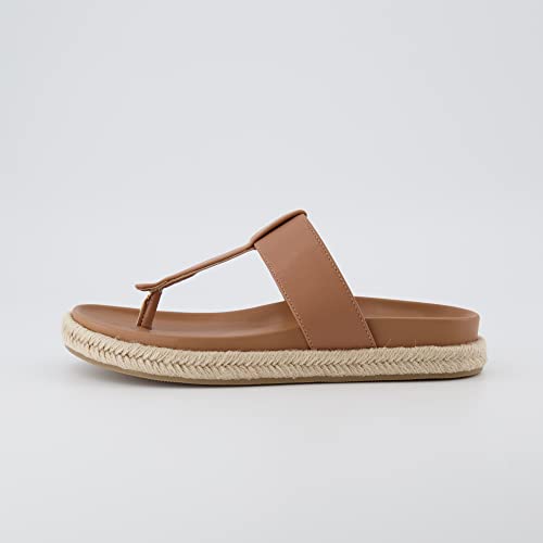 CUSHIONAIRE Women's Nacho Espadrille footbed sandal with +Comfort, Wide Widths Available, Latte 6.5