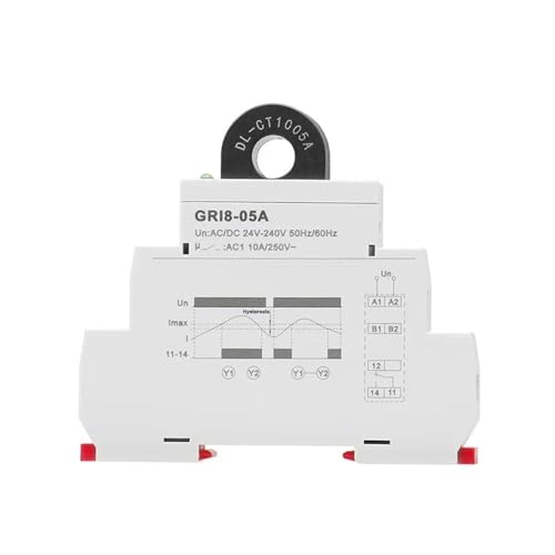 Relé de monitoreo de corriente 2A-20A GRI8-05B protección sobrecorriente baja corriente AC24V-240V 3