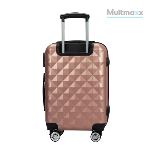 Mala de Viagem de Bordo Pequena 10Kg em ABS Rodinhas 360º Cadeado Integrado Multmaxx (Rose)