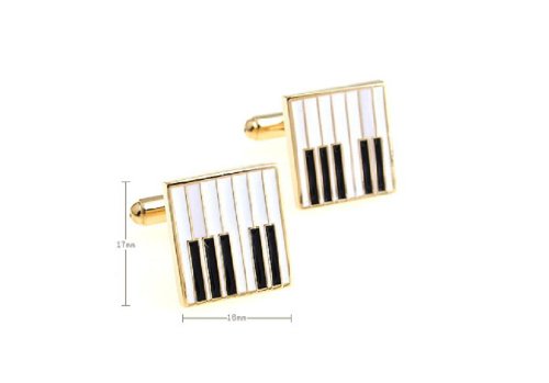 Mancuernillas Piano Keys en caja de regalo y paño miniatura 3
