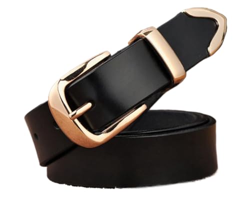 Women’s Leather Belt with Pin Buckle Casual Genuine Cowhide Waist Belt for Jeans Dress Pants Skirts Office Daily Wear