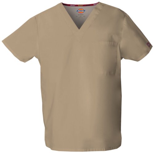 Image of Dickies EDS Signature Scrubs for Women and Scrubs for Men, Unisex One Pocket V-Neck Top in Soft Brushed Poplin 83706