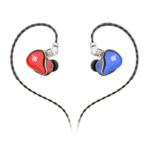 Black Friday - 40% OFF HIDIZS MS4 Hi-Fi Earphones (1DA + 3BA), Hi-Res Earbuds with Detachable Cable Design Four Knowles Driver Hybrid in-Ear Monitor Headphones (Blue&Red)