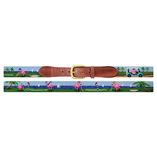 Fairway Flamingos Needlepoint Belt by Smathers & Branson2