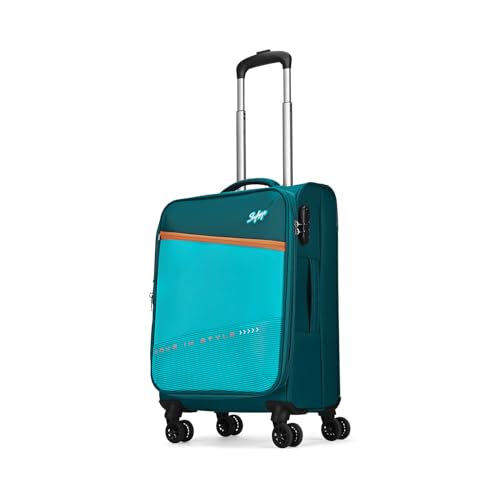 Image of Skybags Genesis Cabin Soft Luggage (55 Cm) | Soft Luggage Trolley with 8 Wheels and 3 Digit Combination Lock| Teal | Unisex