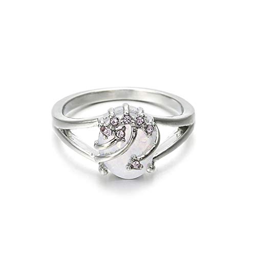 WEILYDF Luxury Ring Classic Graceful Women Rhinestone Wrapped Wedding Finger Ring Faux Opal Gemstone Engagement Ring Gift