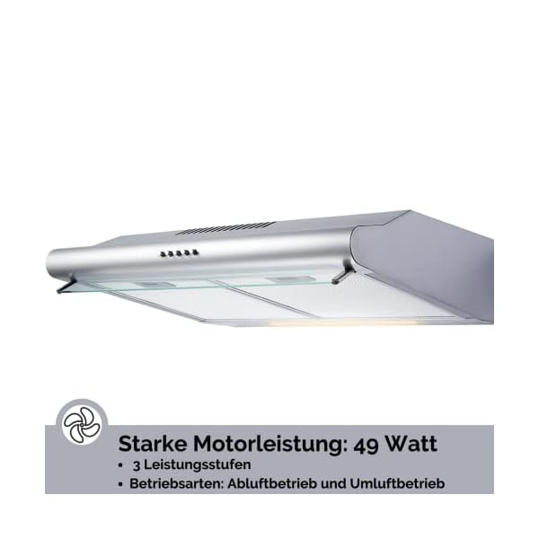 PKM Unterbauhaube UBH 3001 X | Dunstabzugshaube | 60 cm Breite | Edelstahl mit Glaswrasenschirm | Abluft | Umluft – Bild 3