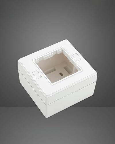 Image of 2 Modular Surface Mount Gang Box White And Silver Line Glossy Premium Polycarbonate Box for Universal Standard Modular Electrical Switches Pack of 1