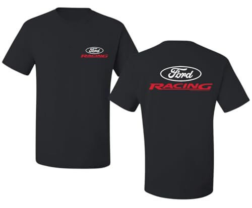 Ford Racing Logo Performance Motorsports Graphic for Car Enthusiasts Cars and Trucks Front and Back Mens T-Shirt Black Large