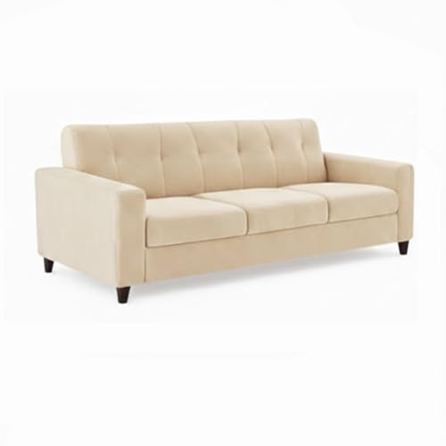Image of Homeboy Luxe Velvet-Suede Fabric 3 + 2 Seater with Ottoman Sofa Set | Comfortable & Spacious Seating for Upto 6 Person | Modern Sofa Set for Living Room - Cream