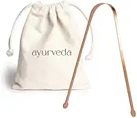 Raspador de Lingua Cobre Ayurveda com saquinho Algodão cru.
