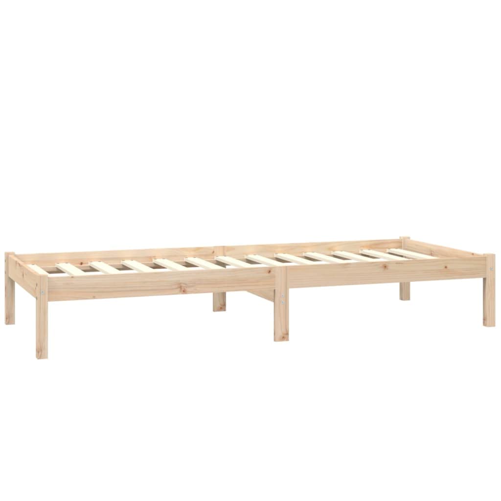 Lite drewno sosnowe klasyczna z zagłówkiem Brąz 75x190 cm | Rama łóżka lite drewno sosnowe 75x190 cm pojedyncza z zagłówkiem stabilna konstrukcja na listwach
