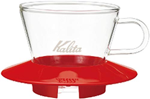 カリタ Kalita 抽出過程が楽しめる コーヒー ドリッパー ウェーブシリーズ 1~2人用 ガラスドリッパー 耐熱ガラス製 レッド WDG-155 ドリップ 器具 #05048 一人用 二人用 1杯用 2杯用 おしゃれ キャンプ アウトドア 喫茶店 アン