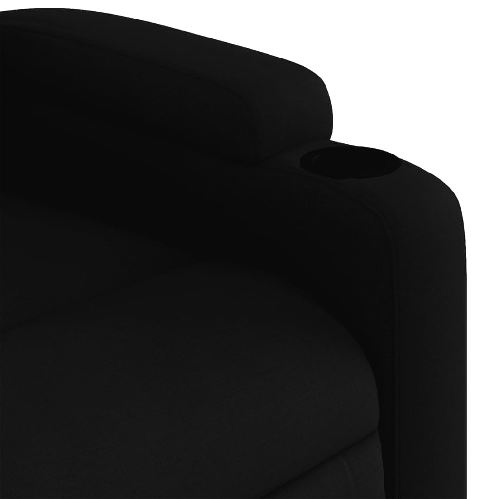Gecheer Poltrona Relax Reclinabile, Funzione di Reclinazione Manuale, 74x86,5x93,5 cm, in Tessuto Nero, con Poggiapiedi, for Salotto