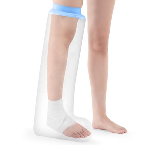 AMSGANK Waterproof Leg Cast Cover, Adult Leg Plaster Cover for Shower Soft Comfortable Cast Cover Leg for Shower Reusable Foot Cast Protector Keep Wounds and Bandage Dry (Half Leg)