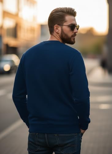 Image of Mack Jonney Men Regular Fit Fleece ||Black||Round Neck Solid||Sweatshirt-JM3911
