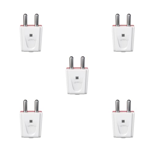 Image of Fybros Melon 2 Pin Plug Top 6A 240V | Universal Male Plug Adapter for Fan, Mixer, Chopper, Lights, LED, Air Cooler |Made in India | White (Pack of 5)