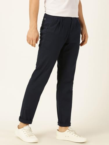 Image of Thomas Scott Men's | Solid | Breathable Fabric | 4 Pockets | Casual | Mid Rise | Regular Fit | Cotton Linen | Button Clouser | Chino Trouser | Pants
