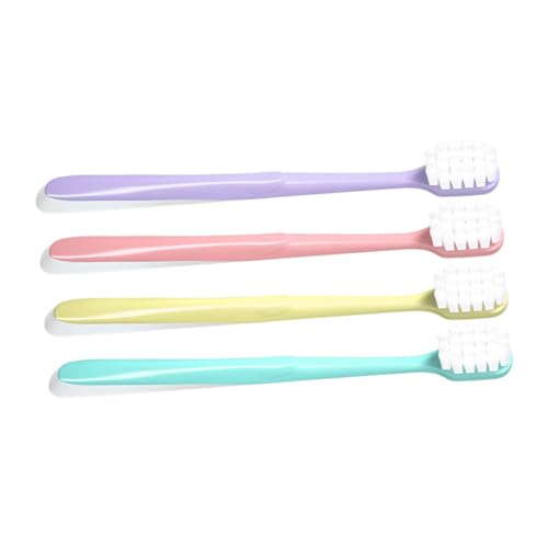 Beatifufu 4 piezas Cepillos de Dientes Adultos con Cerdas Suaves y Cabezal Cepillo Portátil para Limpieza Dental y Cuidado Bucal Colores Surtidos Azul Rosa Púrpura y Amarillo
