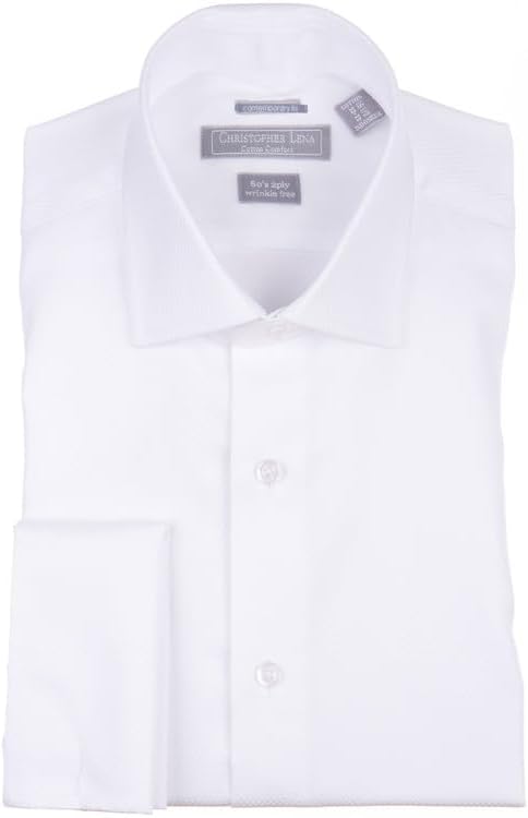 Christopher Lena Men’s 100% Cotton Wrinkle Free French Cuff Formal Tuxedo Shirt