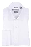 Christopher Lena Men's C514-WSOF Contemporary Fit Laydown Collar French Cuff Tuxedo Shirt, White, 16 2-3