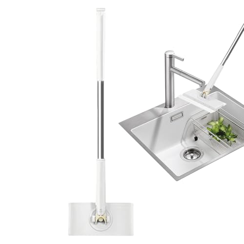 Mopa seca para suelos de madera dura - Mopa plana con cabezales giratorios, suelo ligero reutilizable | seco y húmedo para baño, pared, inodoro, esquinas, puertas, compacto portátil para apartamentos