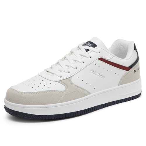 AX BOXING Zapatillas Hombre Casual Moda Sneakers Zapatillas Vestir Zapatos Cómodos Zapatillas Deporte Hombre Tamaño 41-46 EU(Gris Blanco, 44 EU)
