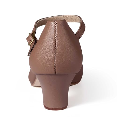 Image of Linodes PU Leather Ankle Strap Character Shoe 1.55'' Dance Shoes for Women-UPD